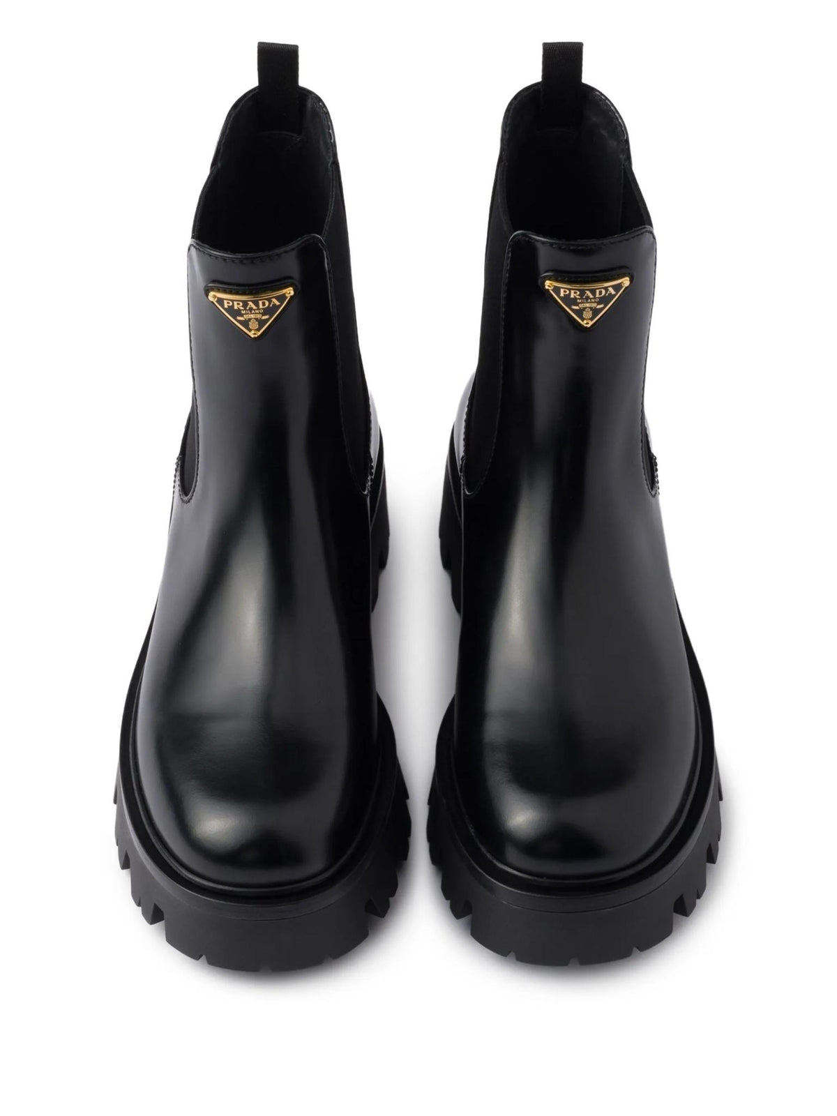 PRADA Black Leather Ankle Boots
