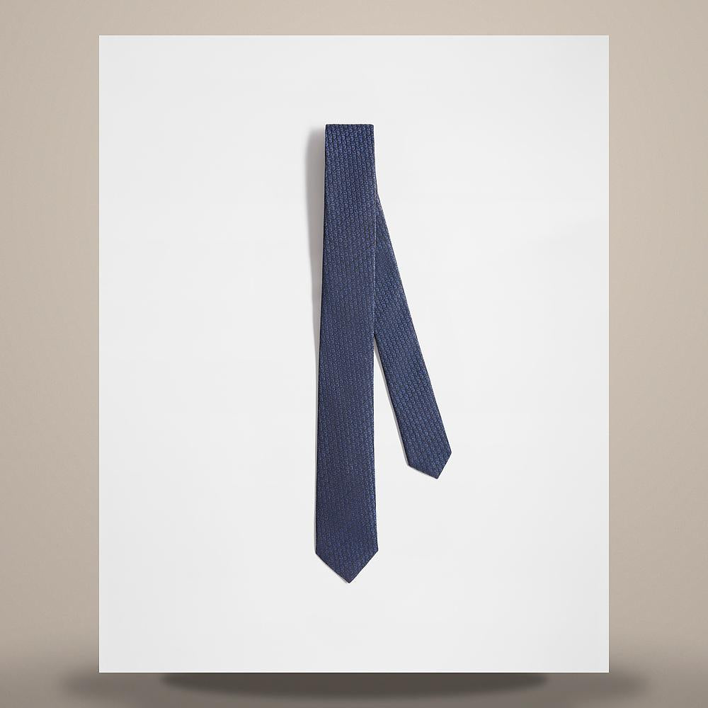 DIOR Oblique Blue Black Silk Tie