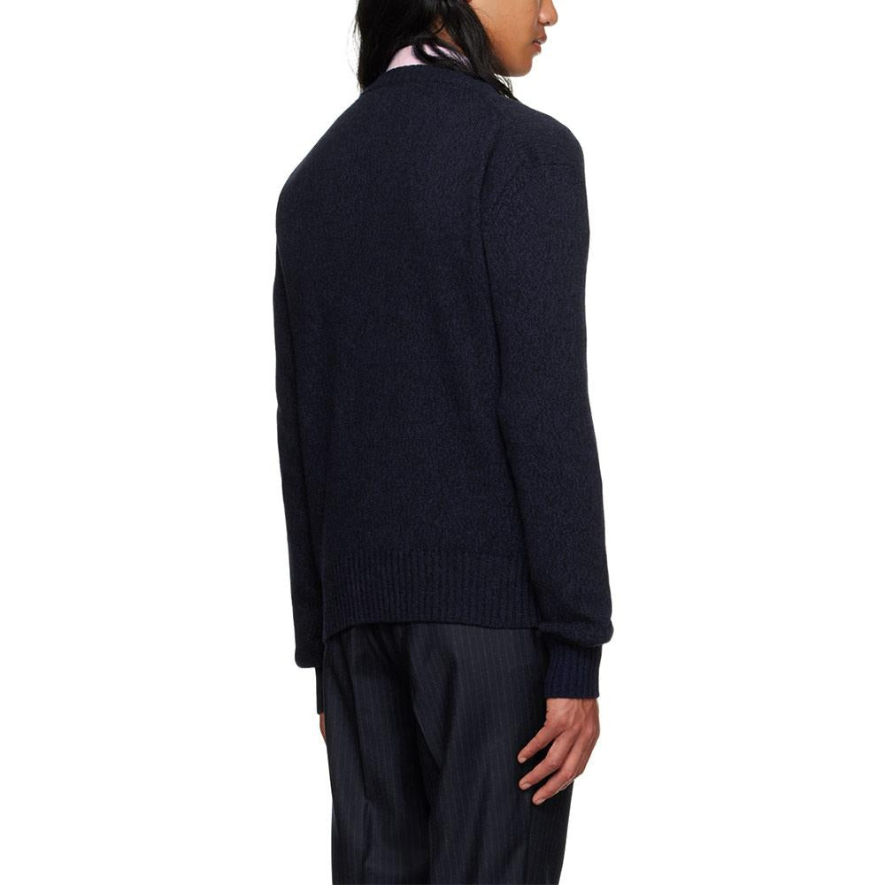 AMI Chainstitch Heart Logo Cashmere Cardigan Unisex Navy