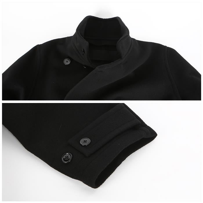 Lemaire Black Double-Breasted Wool Wrap Coat for Men LF1116BK999