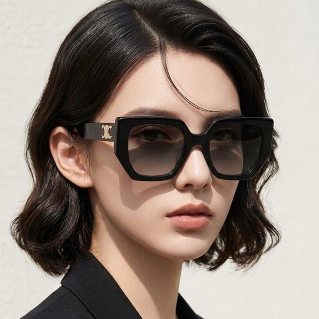 CELINE Triomphe Oversized Acetate Sunglasses Black Unisex