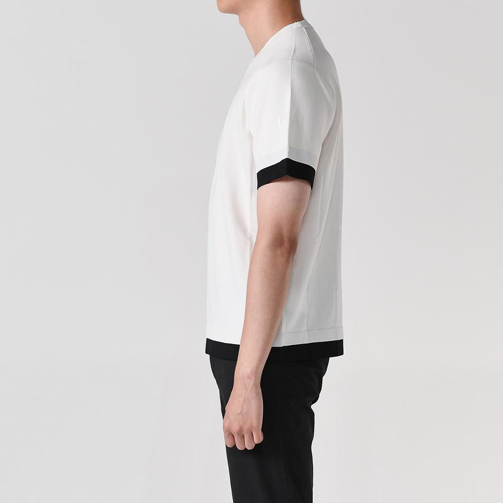 Neil Barrett Bolt Embroidered Layered Short Sleeve T-Shirt White