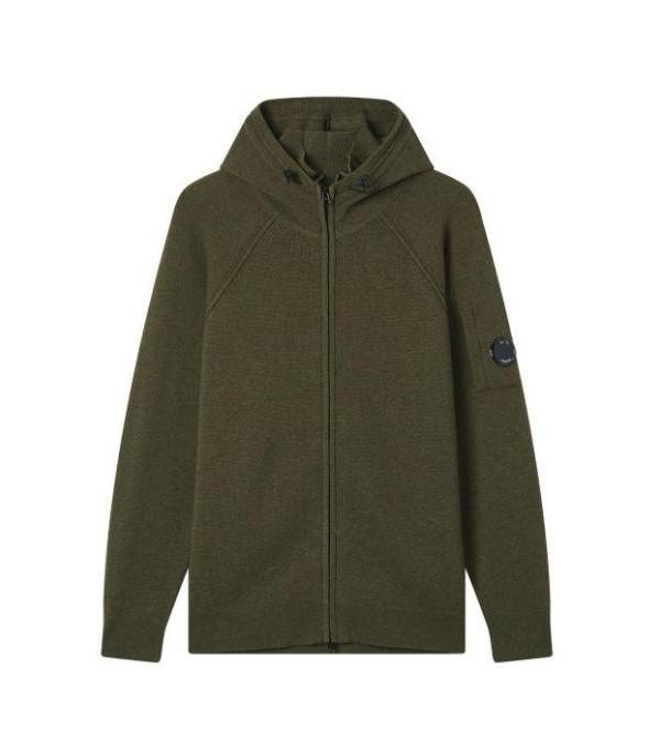 CP Company Lambswool Zip Hoodie Cardigan 19CMKN057A 110149A 652