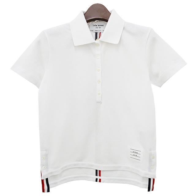 THOM BROWNE Classic Back Logo Tricolor Stripe Short Sleeve Polo Tee