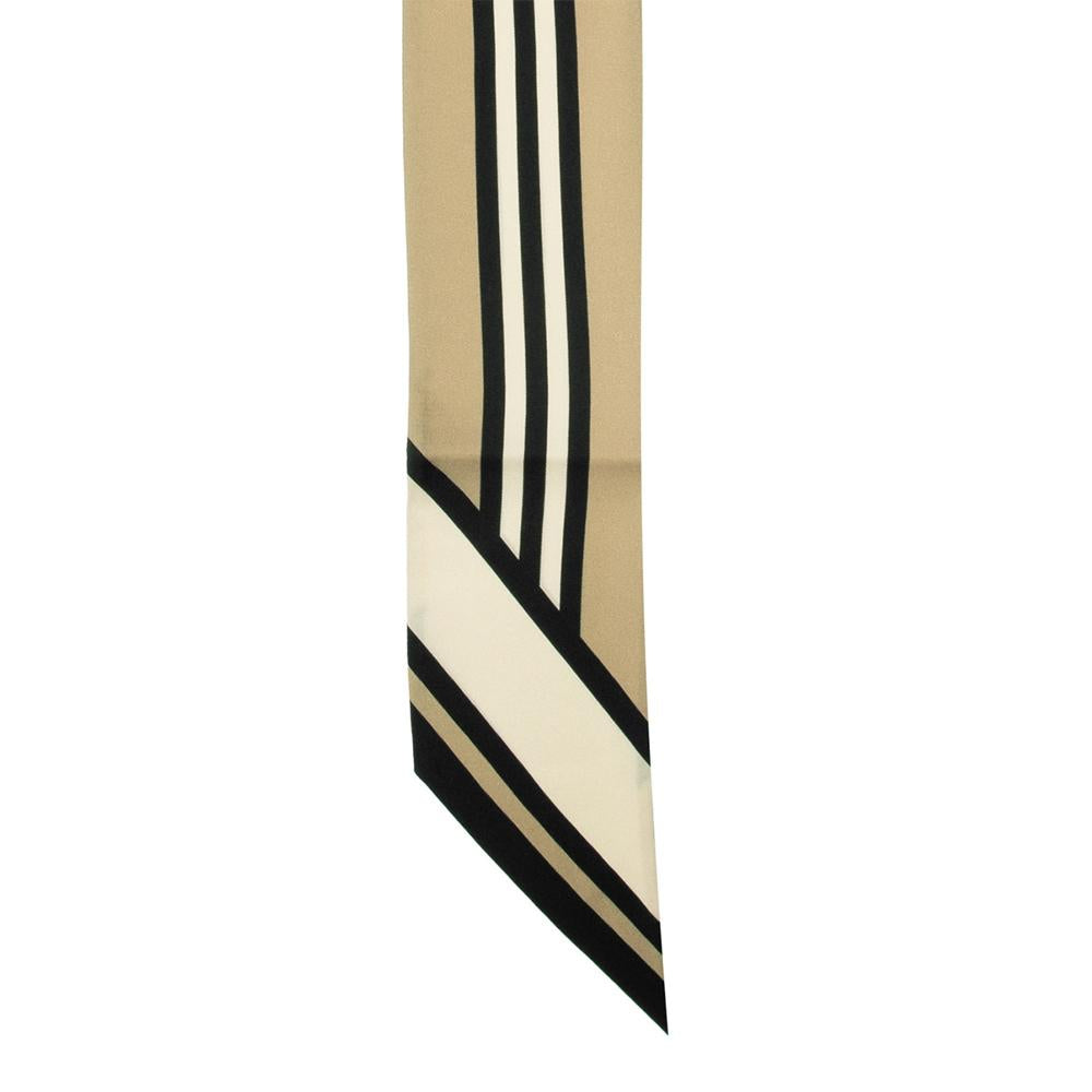 BURBERRY Triple Check Silk Skinny Scarf Archive Beige 8037017