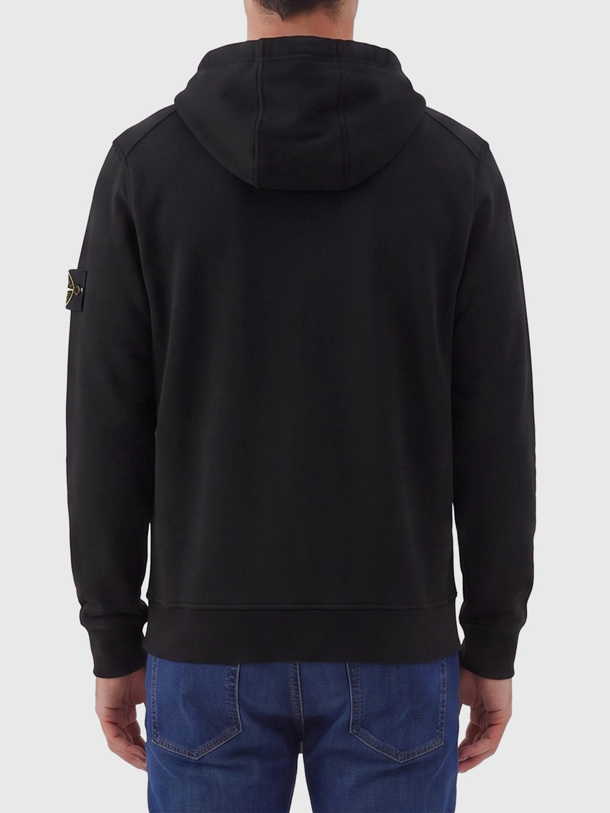 STONE ISLAND Black Cotton Logo Sweatshirt