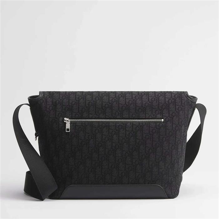 DIOR Jet Flap Messenger Bag Medium Black Leather Crossbody