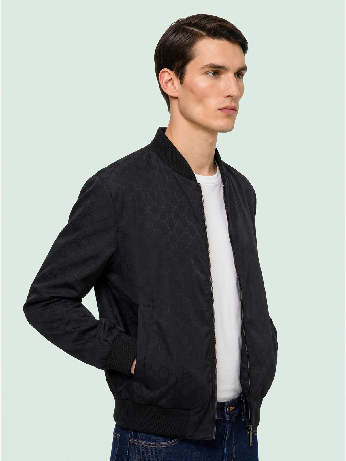 GUCCI Black Wool Blend Zip-Up Jacket