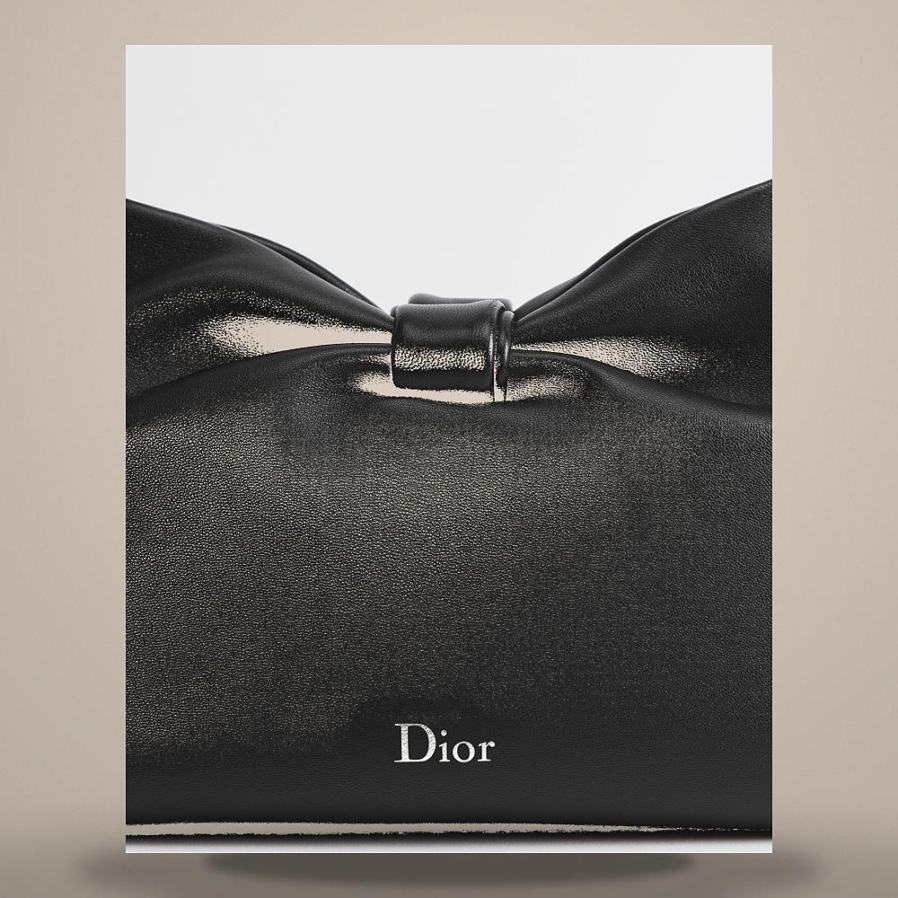 DIOR Black Lambskin Dior Bow Bag Small Shoulder Bag M0715OUQO M900