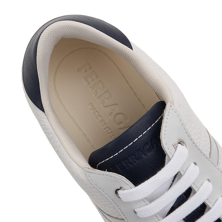 Ferragamo Men’s Signature Low-Top Sneakers ACHILLE 1 BIANCO OTTIC CALF 0763468