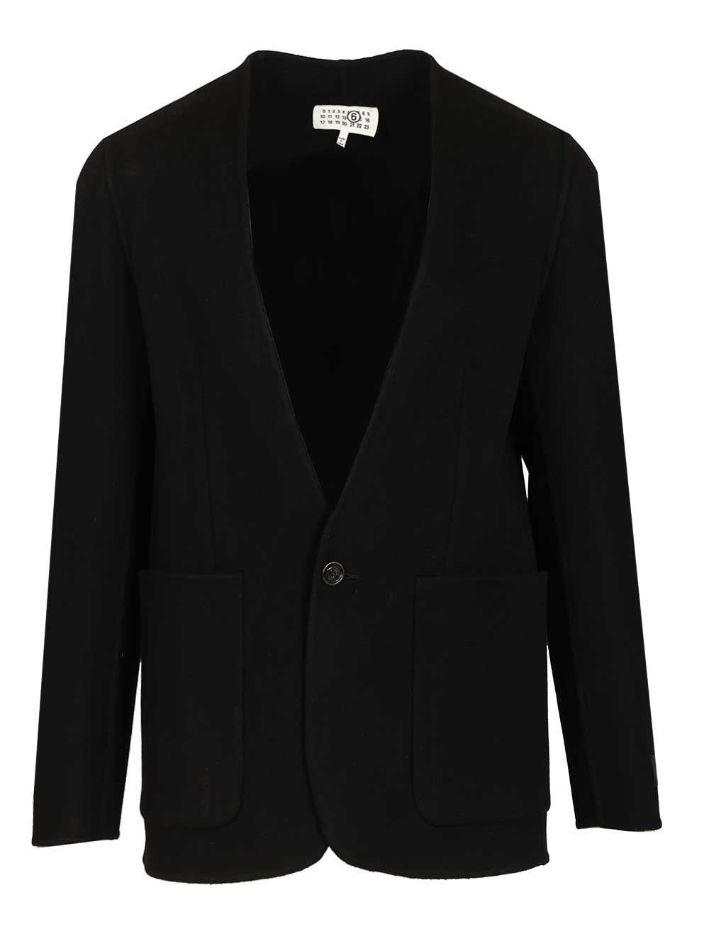 Maison Margiela Black Wool Blend Single-Breasted Suit Jacket