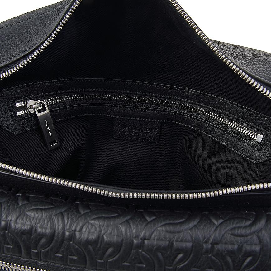 Ferragamo Men's Gancini Pattern Leather Crossbody Bag 24 1303 NERO 0763368
