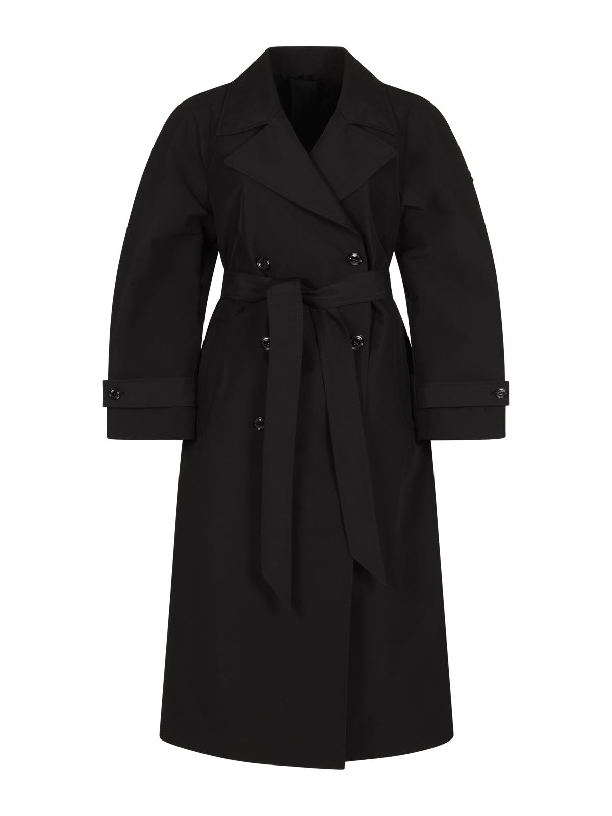 Moncler Black Nylon Belted Trench Coat