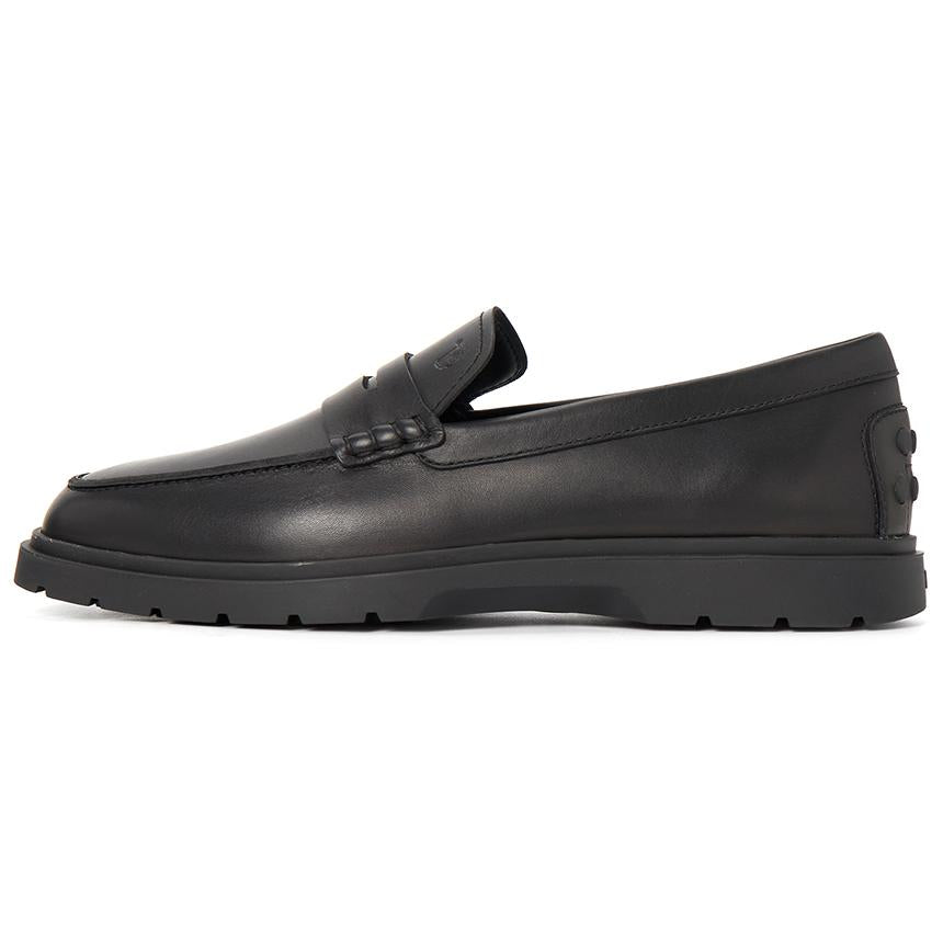 Tods Black Leather Penny Loafers Men's Shoes XXM59K00010 N6MB999