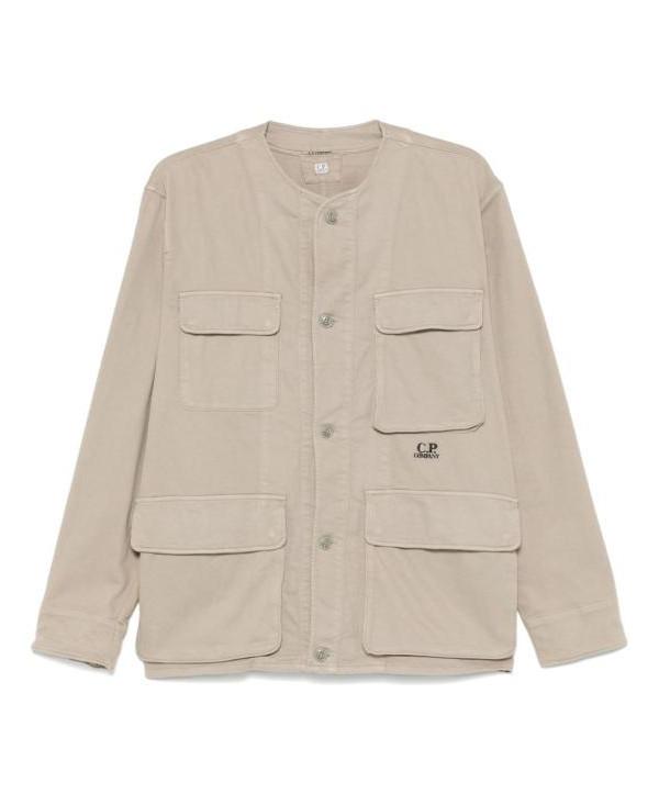 CP Company Armored Stretch Satin Collarless Overshirt Long Sleeve
