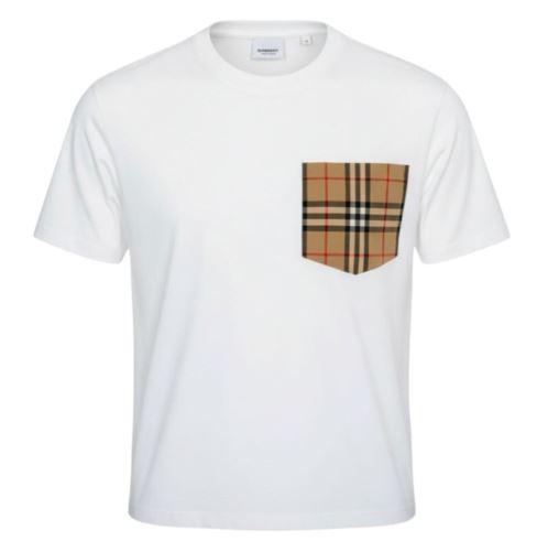 BURBERRY Women’s Check Pocket Short Sleeve T-Shirt White