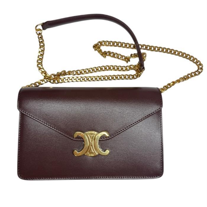 CELINE Shiny Calfskin Margaux Chain Wallet
