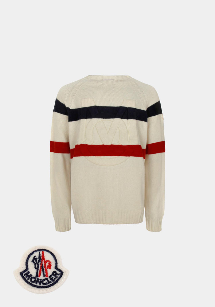 Moncler Ivory Wool Cashmere Crewneck Sweater