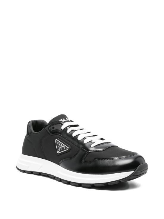 PRADA Leather Low-Top Sneakers Black White Men’s 2EE443 FG0003