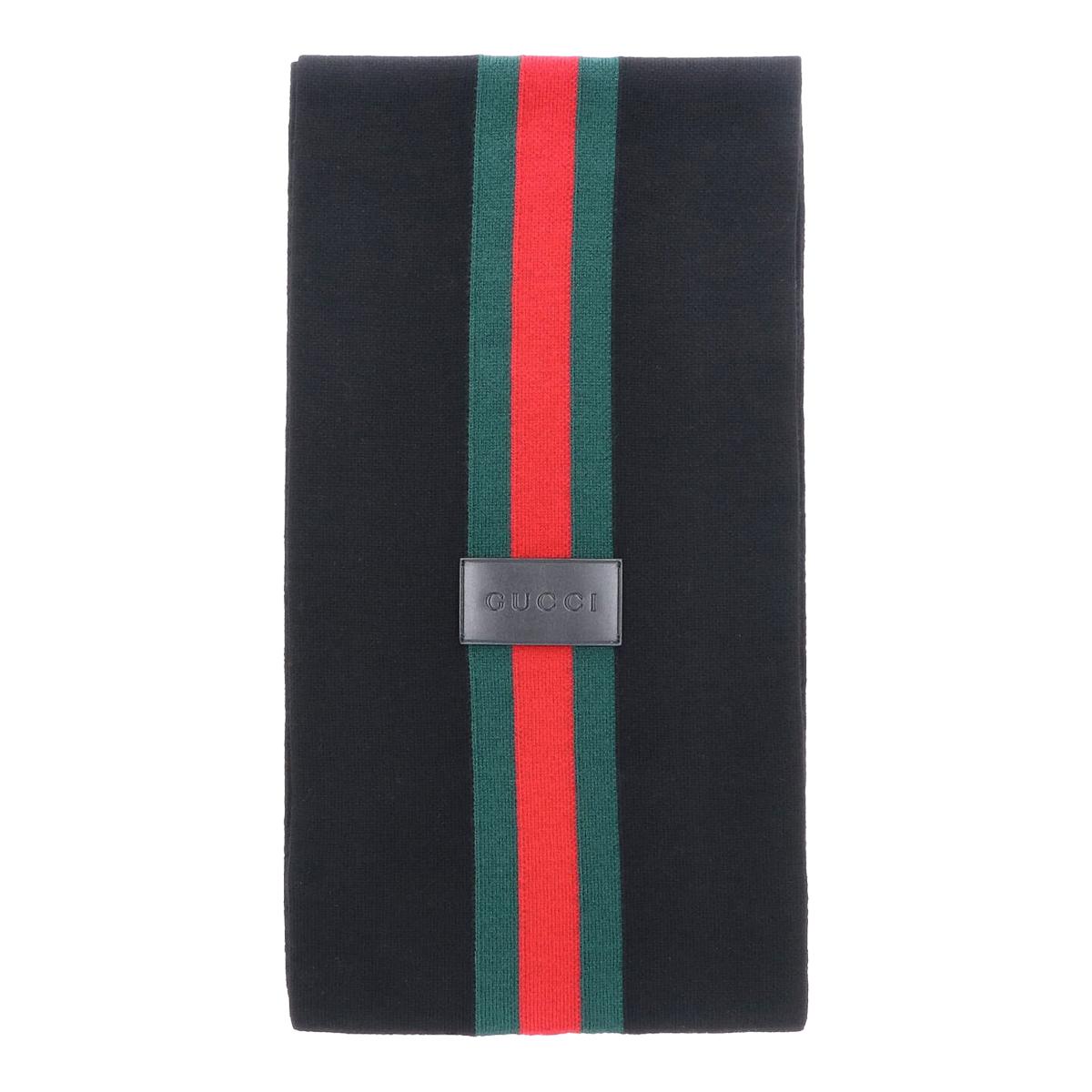 GUCCI Gray Wool Knit Scarf