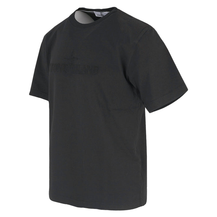 STONE ISLAND Black Cotton Short Sleeve T-Shirt