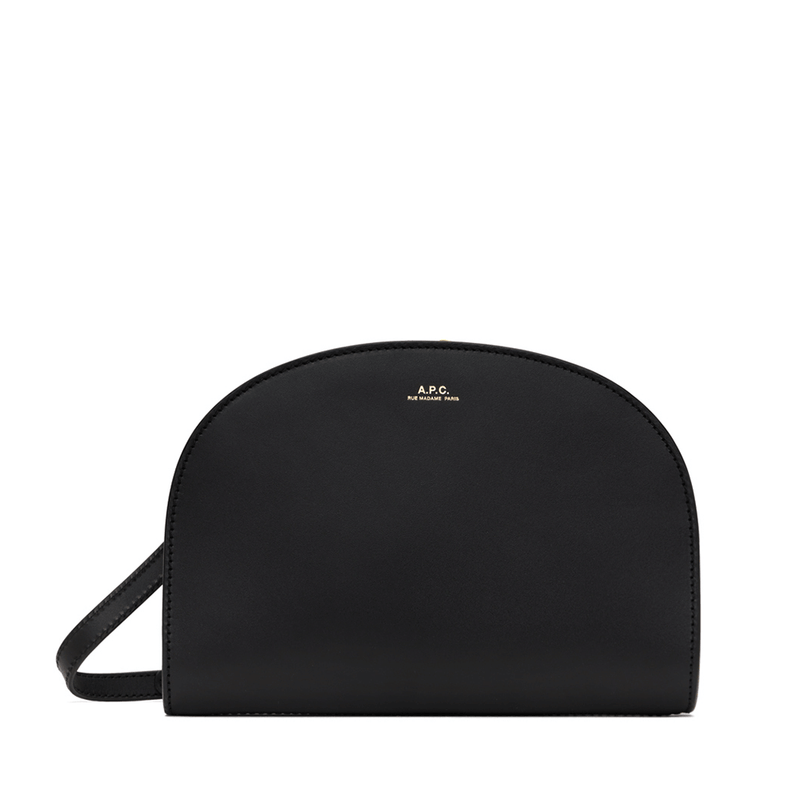 A.P.C. Demi Lune Crossbody Shoulder Bag Black Leather