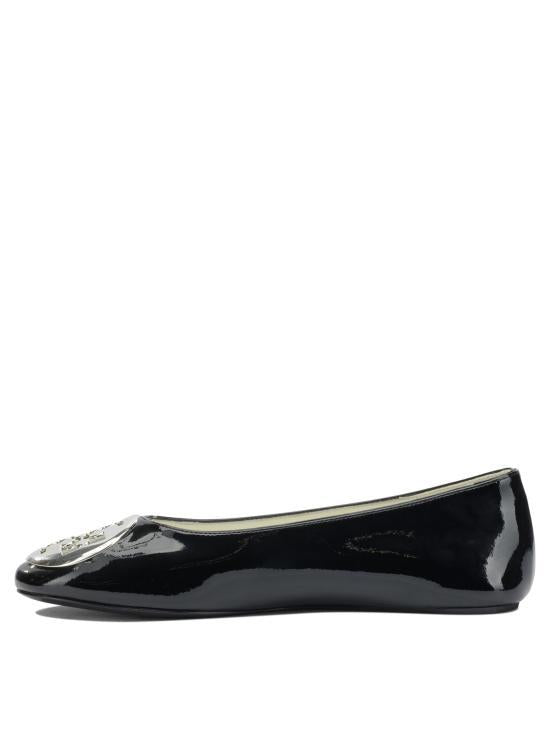 Tory Burch Leather Ballet Flats Black Women’s Shoes 173536006 BLACK DOM