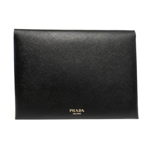 PRADA Saffiano Leather Document Clutch Crossbody Bag 1MD007 BLACK