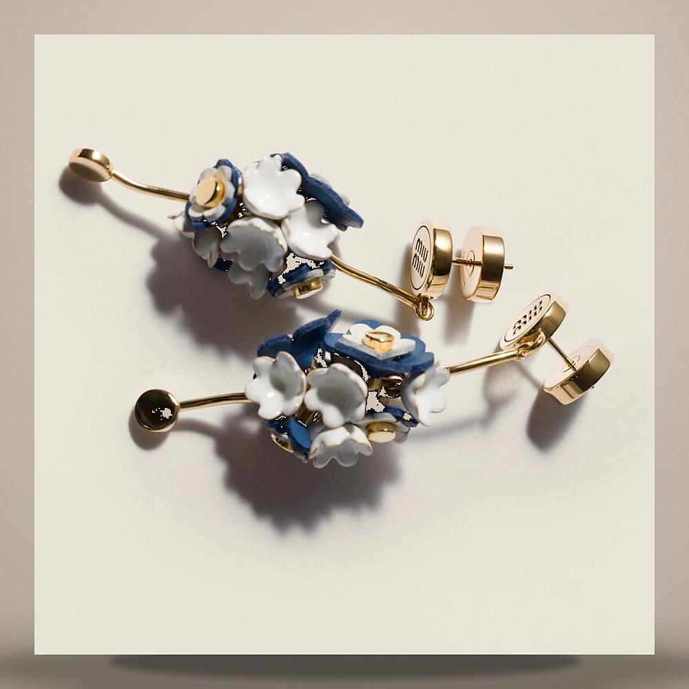 Miu Miu Metal and Leather Earrings 5IO394 2IHE F0F2A