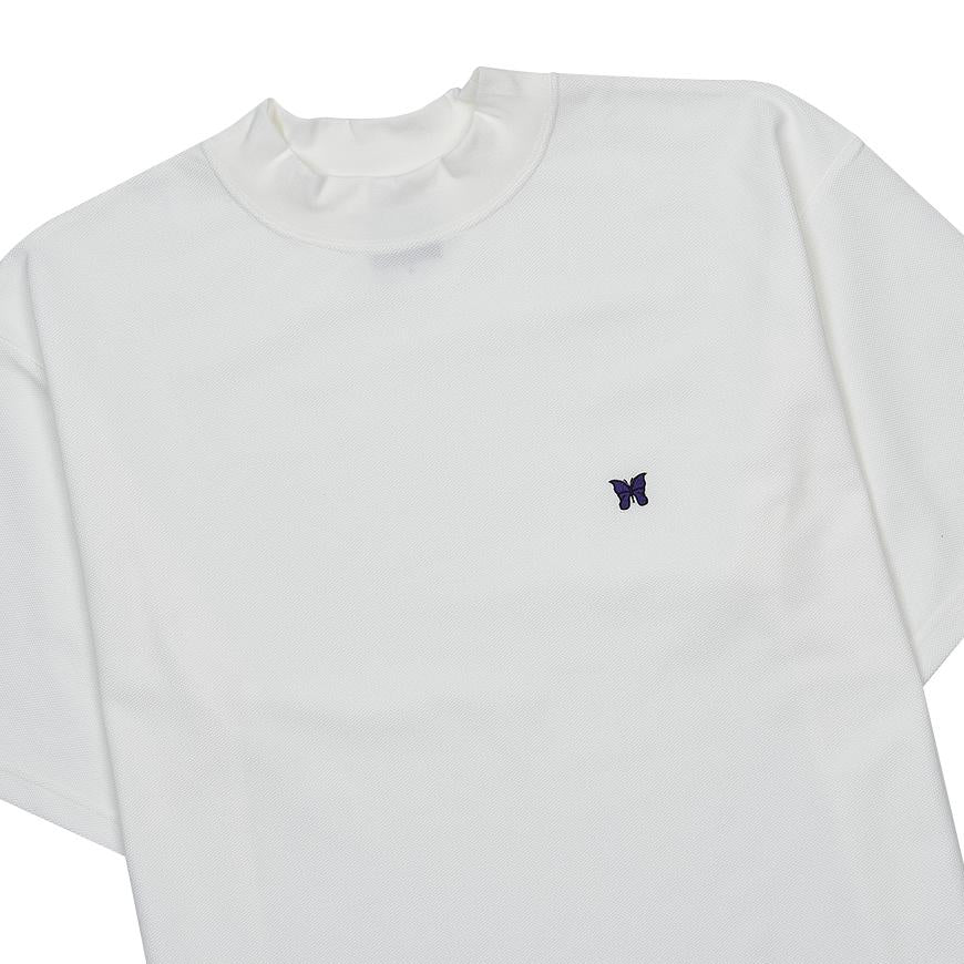 NEEDLES Men’s Mock Neck Poly T-Shirt QV353A WHITE