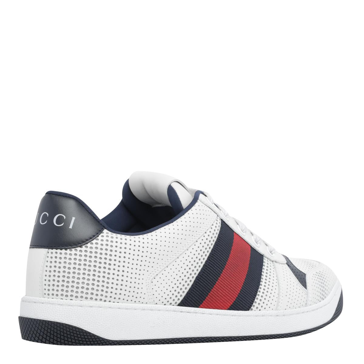 GUCCI White Leather Low-Top Sneakers