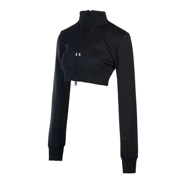 courreges Logo Crop Zip Jacket for Women Black
