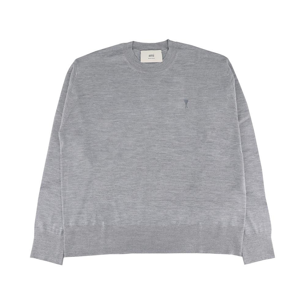 AMI Wool de Coeur Crewneck Knitwear Gris Grey Men’s Sweater