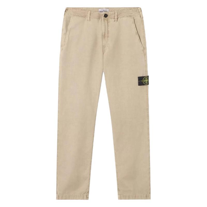 STONE ISLAND Logo Patch Men's Chino Pants Beige Classic Cotton