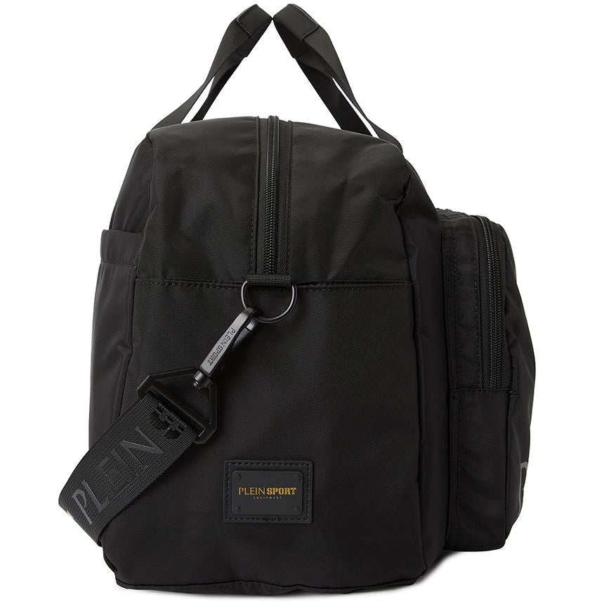 PLEIN SPORT Men’s Duffel Bag Black Nylon Tote Bag
