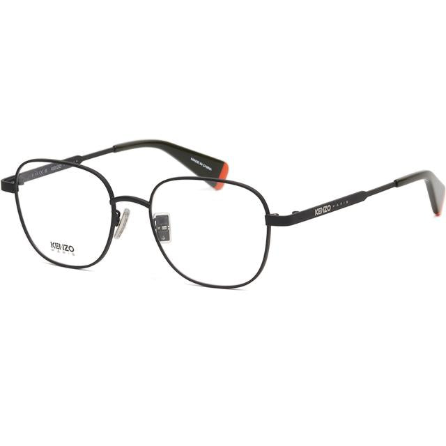KENZO Matte Black Lightweight Metal Rectangle Eyeglass Frames Unise KZ50180U 002