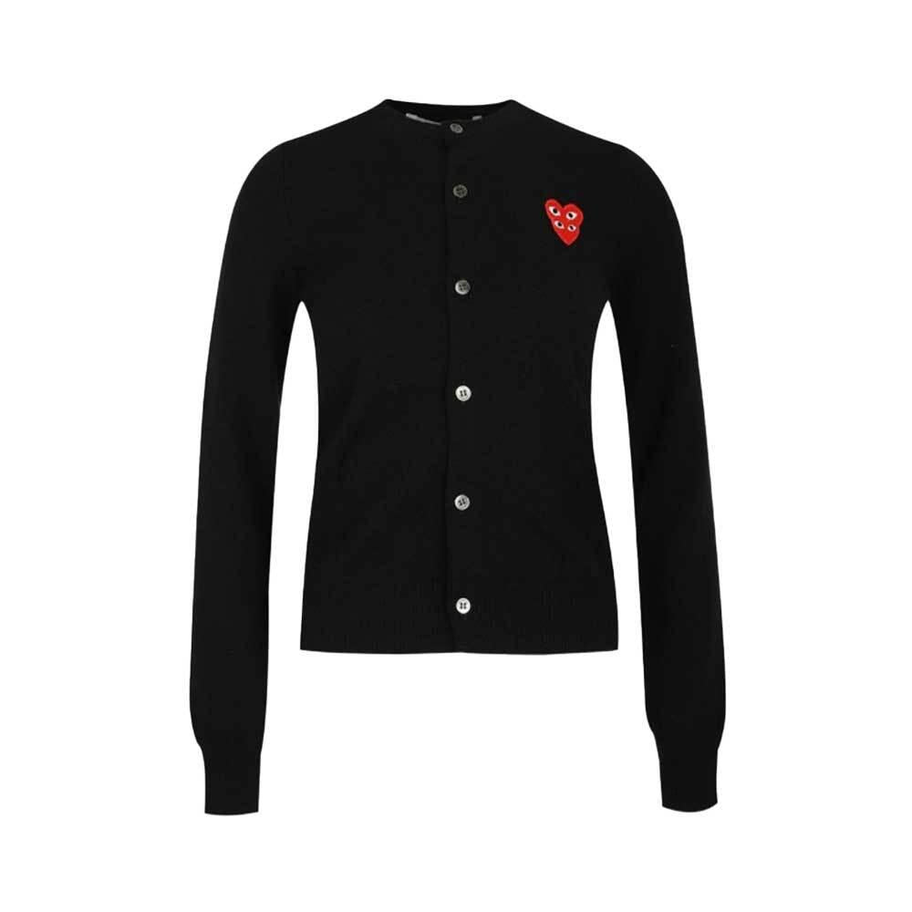 Comme des Garcons Double Heart Cardigan Burgundy Unisex Black Trim