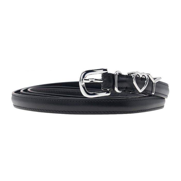 Y PROJECT Black Silver Y Love Buckle Leather Belt