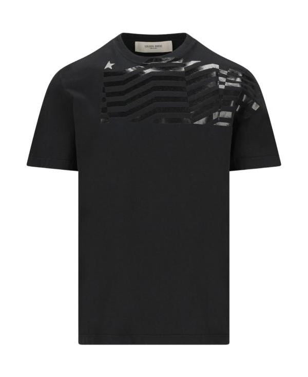 GOLDEN GOOSE Flag Logo Cotton T-Shirt