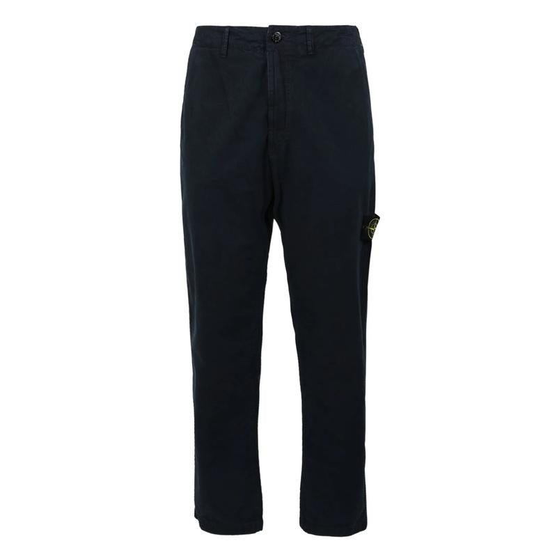 STONE ISLAND Logo Patch Chino Pants for Men Navy Cotton