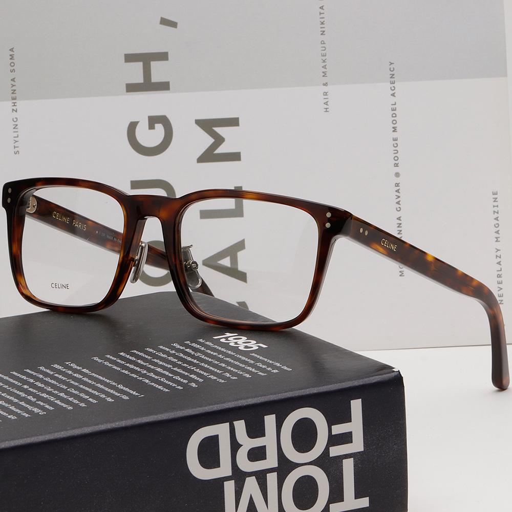 CELINE Tortoise Square Acetate Glasses Frame Asian Fit Unisex CL50030J 054