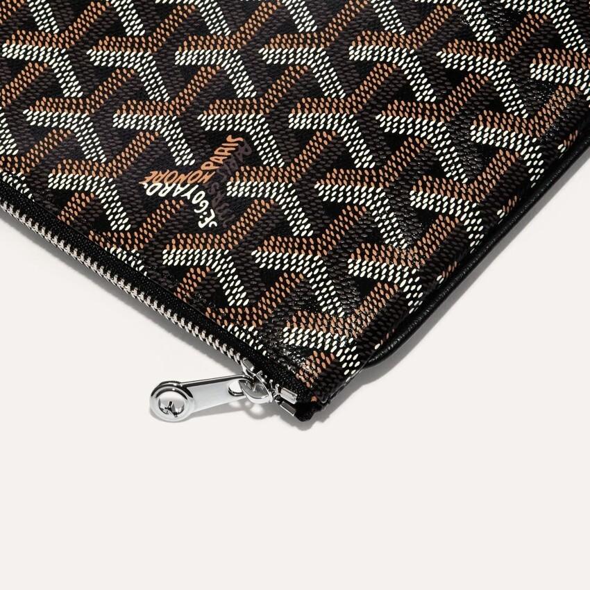 GOYARD Senat MM Black Leather Clutch Pouch for Women