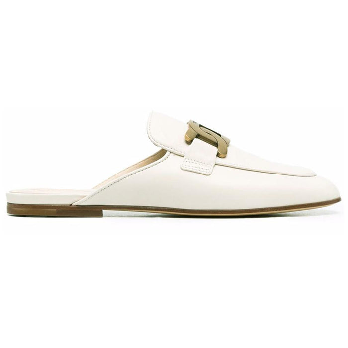 Tods Chain Logo Leather Mules Loafers