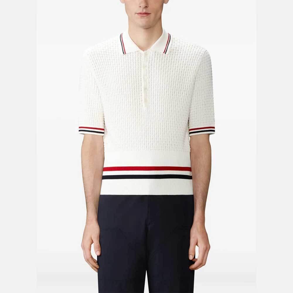THOM BROWNE Short Sleeve Knit Polo Pullover Men’s MKP155A Y3009 100