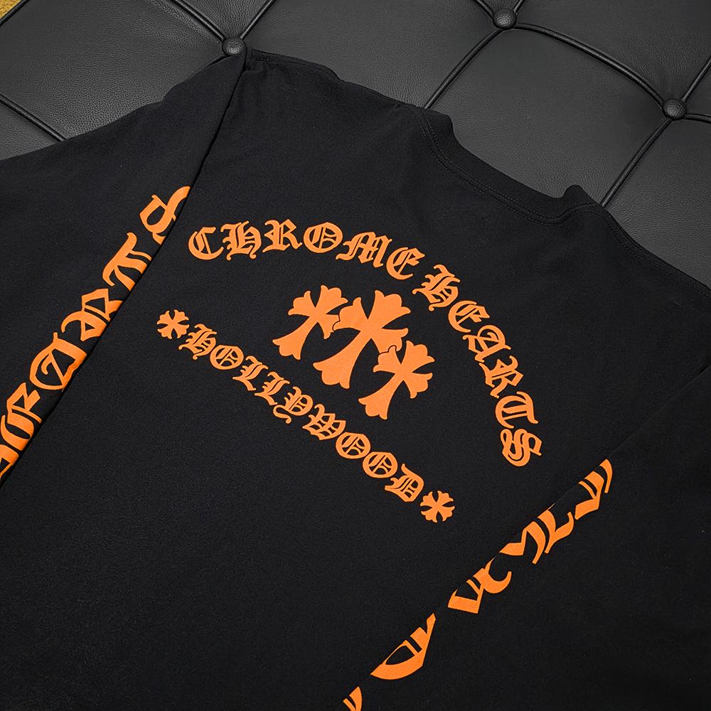 Chrome Hearts Cemetery Black Orange Long Sleeve T-Shirt