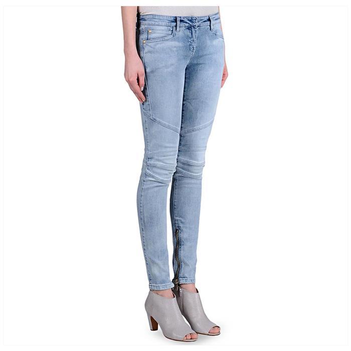 Balmain Blue Washed Biker Denim Pants for Women 5645 224N C3011