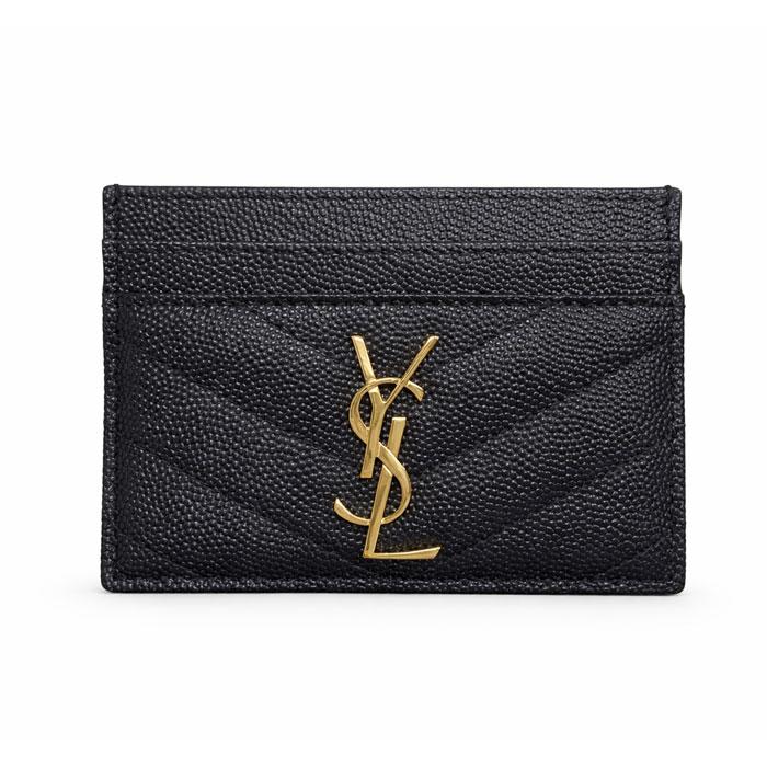 Saint Laurent Gold-Tone Cassandre Matelassé Leather Card Holder
