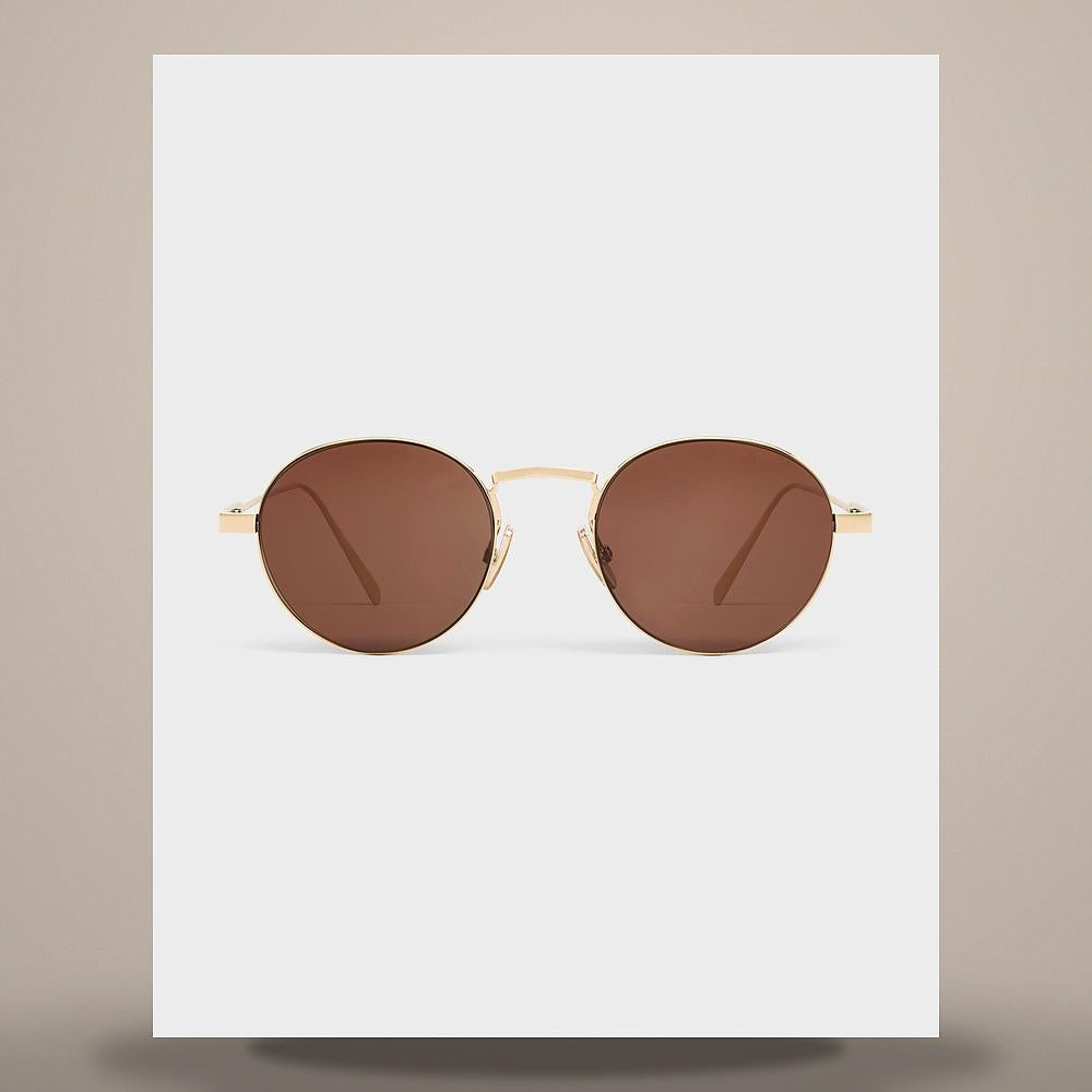 CELINE Metal Frame Light Gold Smoke Lens Sunglasses 4S346CMLB 35LS