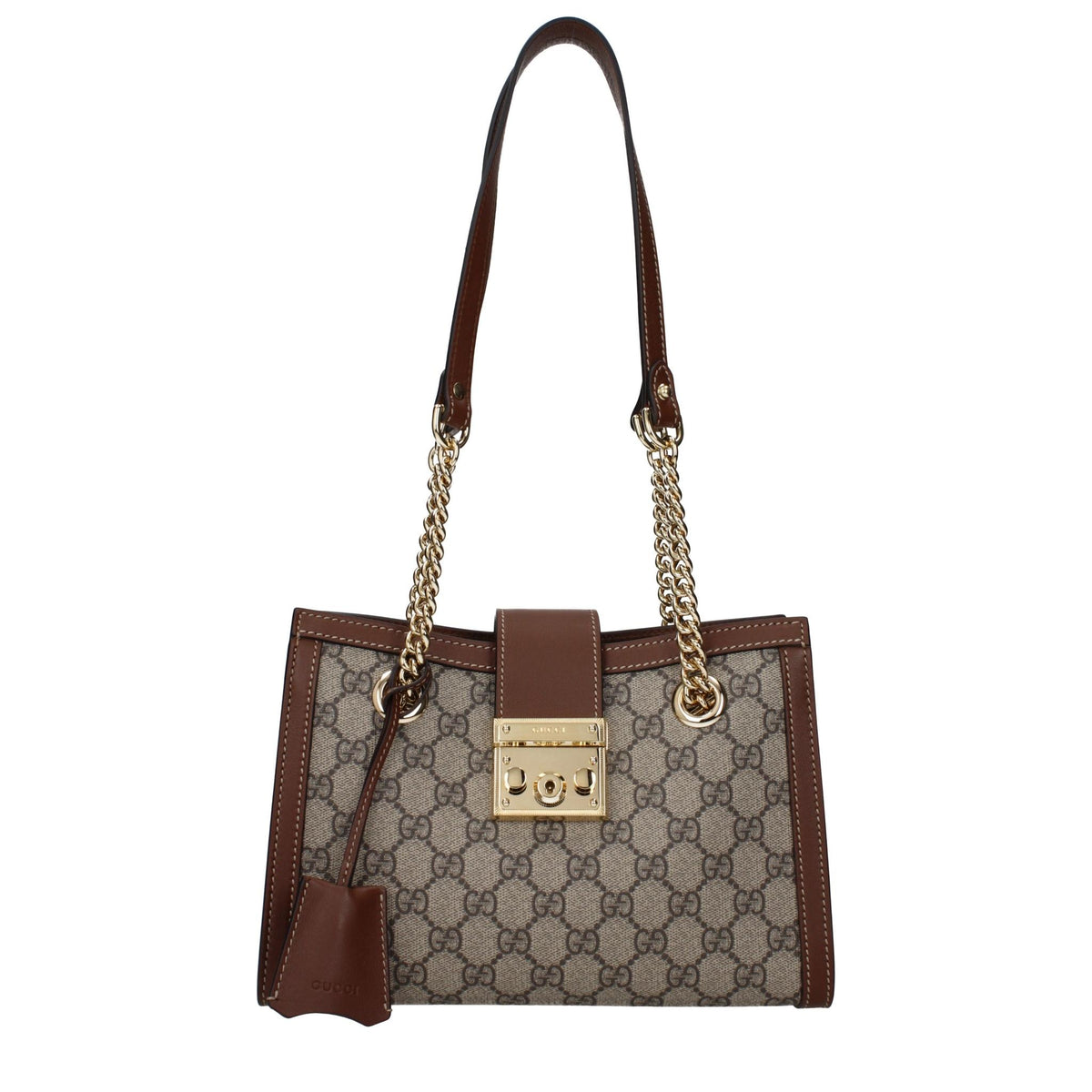 GUCCI Canvas Web Stripe Brown Shoulder Bag