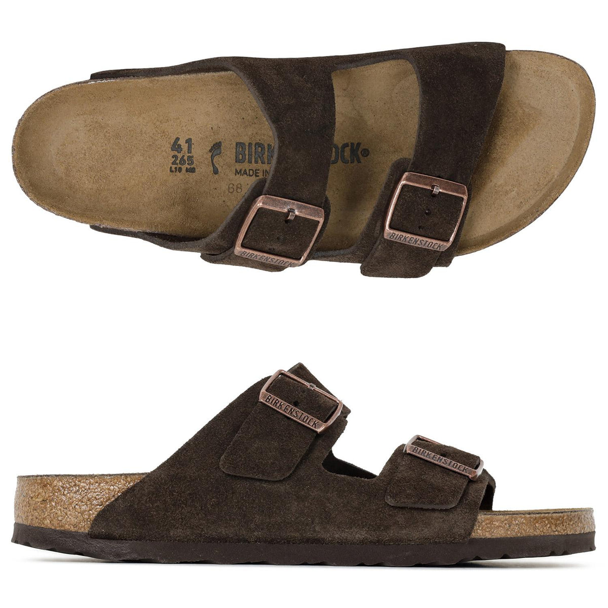 Birkenstock Mocha Suede Arizona Slide Sandals Unisex